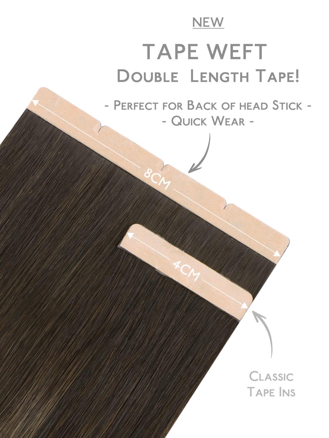 imageWENNALIFE Invisi Edge Tape in Hair Extensions Human Hair 16 Inch 50g 20pcs Muted Light Brown Brunette Invisible Luxury Remy Hair Extensions Natural Seamless Injected Tape Ins Extensiones De CabelloIN4274 Balayage Chocolate Brown to Caramel Blonde