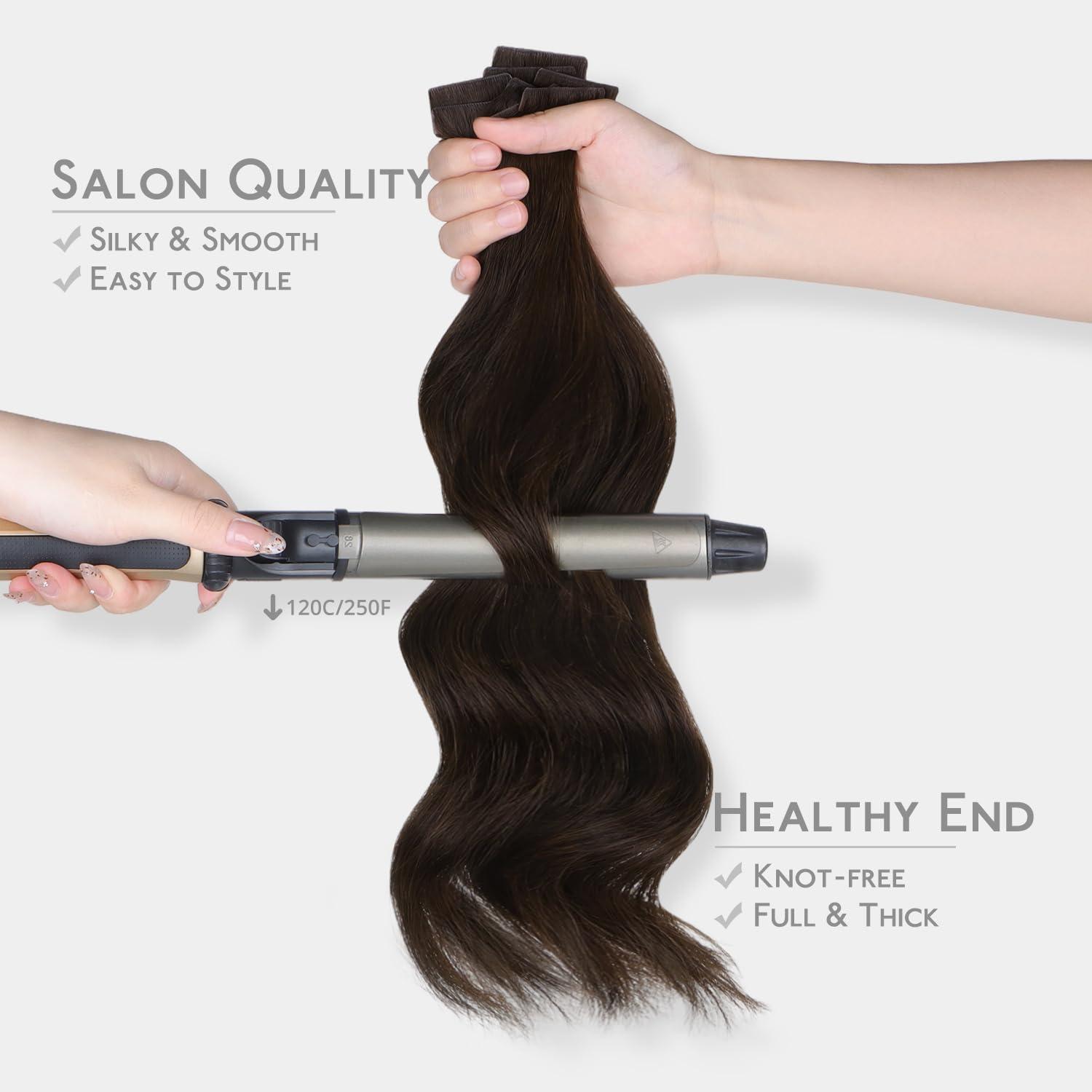 imageWENNALIFE Invisi Edge Tape in Hair Extensions Human Hair 16 Inch 50g 20pcs Muted Light Brown Brunette Invisible Luxury Remy Hair Extensions Natural Seamless Injected Tape Ins Extensiones De CabelloIN2A Light Dark Brown