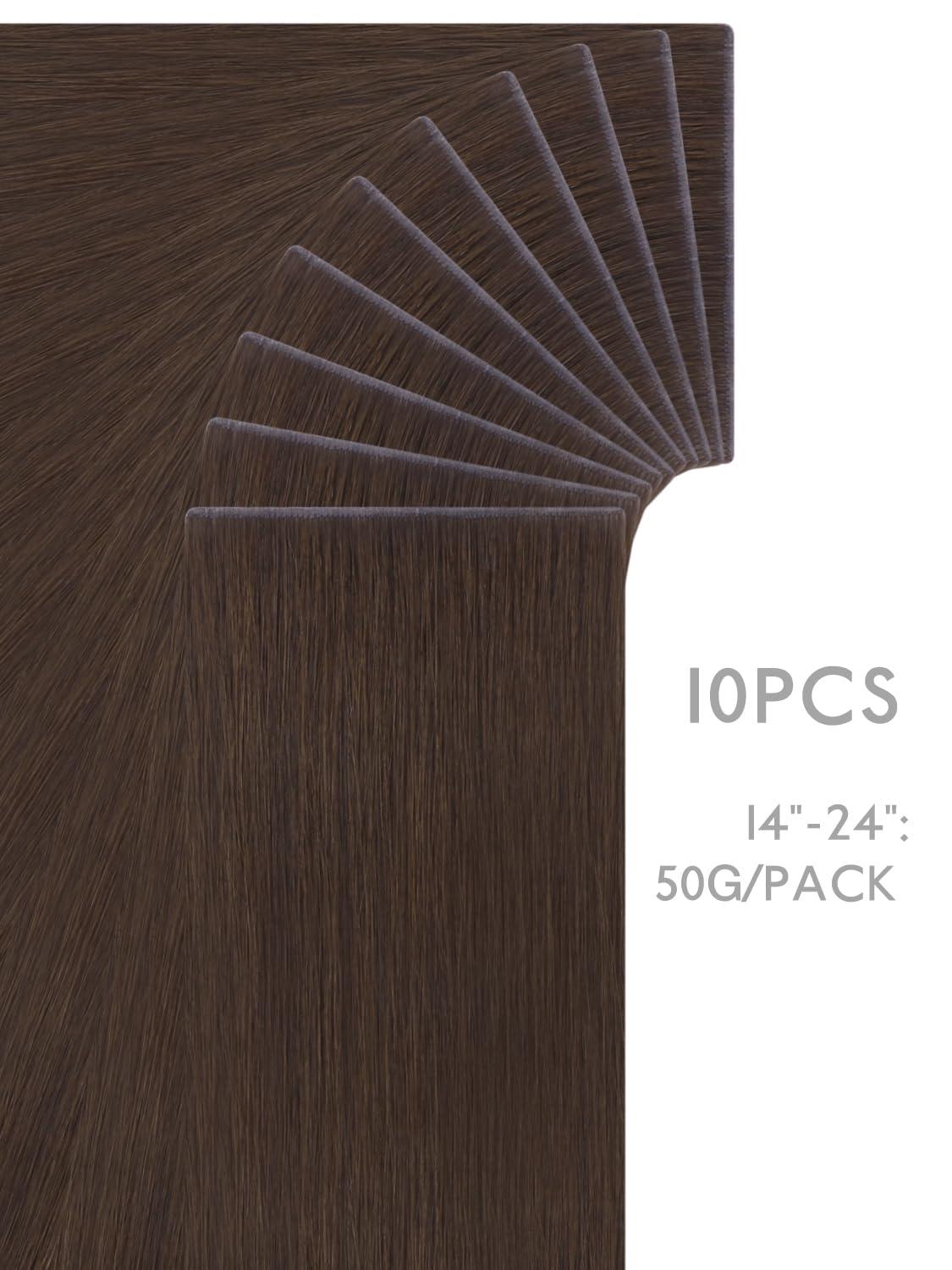imageWENNALIFE Invisi Edge Tape in Hair Extensions Human Hair 16 Inch 50g 20pcs Muted Light Brown Brunette Invisible Luxury Remy Hair Extensions Natural Seamless Injected Tape Ins Extensiones De CabelloIN4 Chocolate Brown