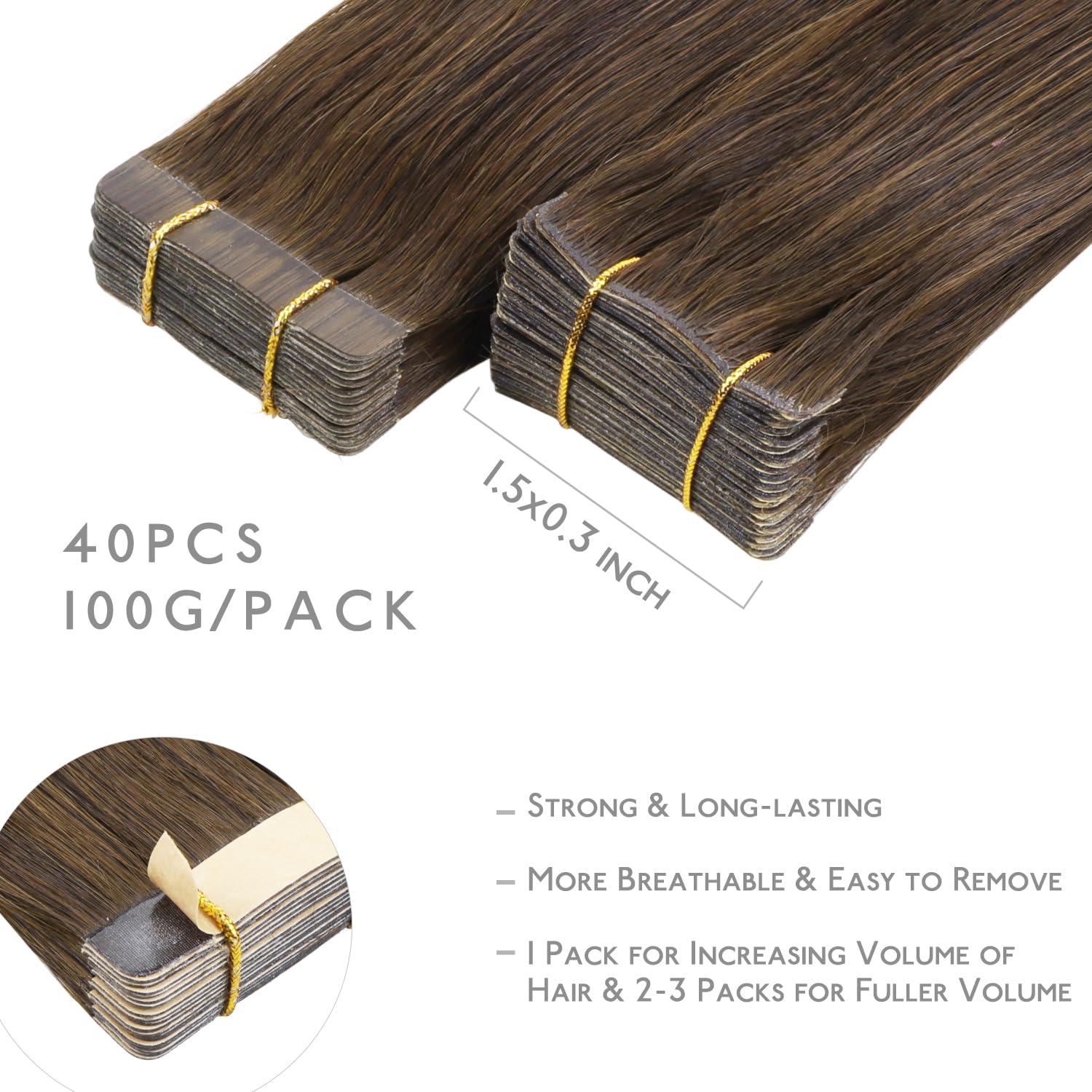 imageWENNALIFE Invisi Edge Tape in Hair Extensions Human Hair 16 Inch 50g 20pcs Muted Light Brown Brunette Invisible Luxury Remy Hair Extensions Natural Seamless Injected Tape Ins Extensiones De CabelloIN5D Cool Ash Brown