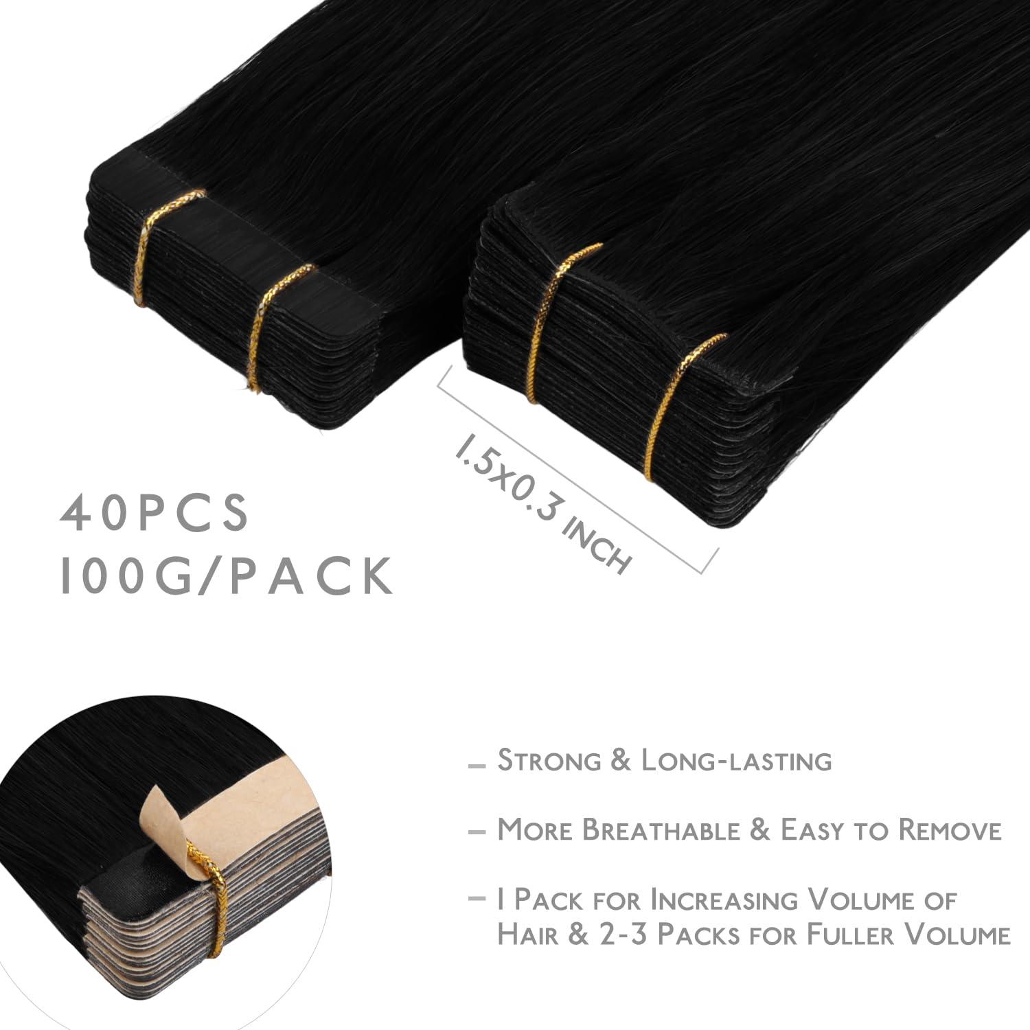 imageWENNALIFE Invisi Edge Tape in Hair Extensions Human Hair 16 Inch 50g 20pcs Muted Light Brown Brunette Invisible Luxury Remy Hair Extensions Natural Seamless Injected Tape Ins Extensiones De CabelloIN1 Jet Black