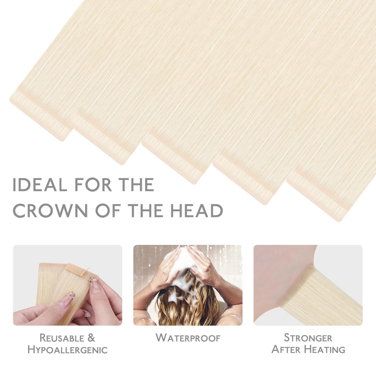 imageWENNALIFE Invisi Edge Tape in Hair Extensions Human Hair 16 Inch 50g 20pcs Muted Light Brown Brunette Invisible Luxury Remy Hair Extensions Natural Seamless Injected Tape Ins Extensiones De CabelloIN1000 White Blonde