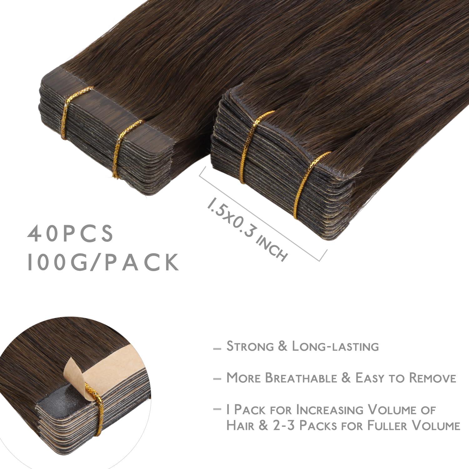 imageWENNALIFE Invisi Edge Tape in Hair Extensions Human Hair 16 Inch 50g 20pcs Muted Light Brown Brunette Invisible Luxury Remy Hair Extensions Natural Seamless Injected Tape Ins Extensiones De CabelloIN4 Chocolate Brown