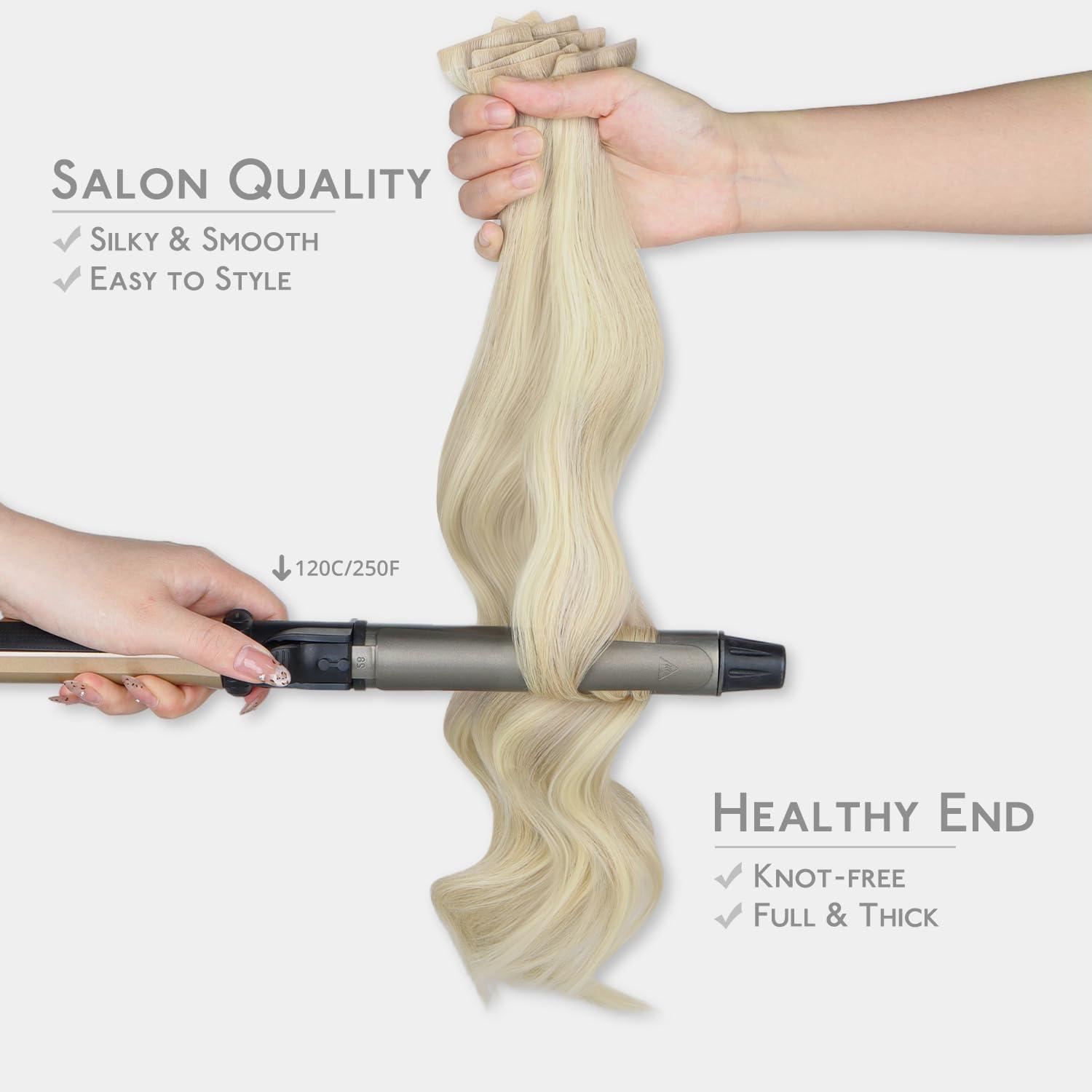 imageWENNALIFE Invisi Edge Tape in Hair Extensions Human Hair 16 Inch 50g 20pcs Muted Light Brown Brunette Invisible Luxury Remy Hair Extensions Natural Seamless Injected Tape Ins Extensiones De CabelloIN17A60A Ash Blonde Highlighted Platinum Blonde