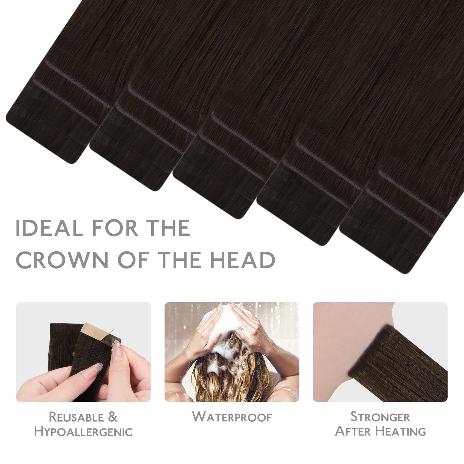 imageWENNALIFE Invisi Edge Tape in Hair Extensions Human Hair 16 Inch 50g 20pcs Muted Light Brown Brunette Invisible Luxury Remy Hair Extensions Natural Seamless Injected Tape Ins Extensiones De CabelloIN2A Light Dark Brown
