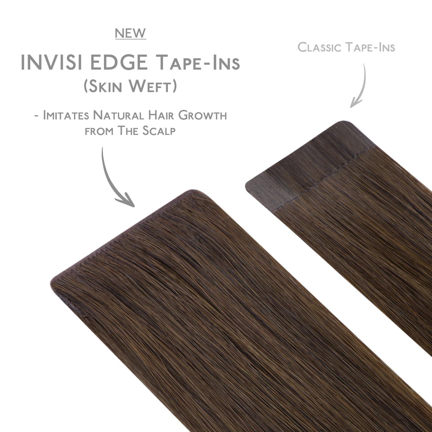 imageWENNALIFE Invisi Edge Tape in Hair Extensions Human Hair 16 Inch 50g 20pcs Muted Light Brown Brunette Invisible Luxury Remy Hair Extensions Natural Seamless Injected Tape Ins Extensiones De CabelloIN4 Chocolate Brown