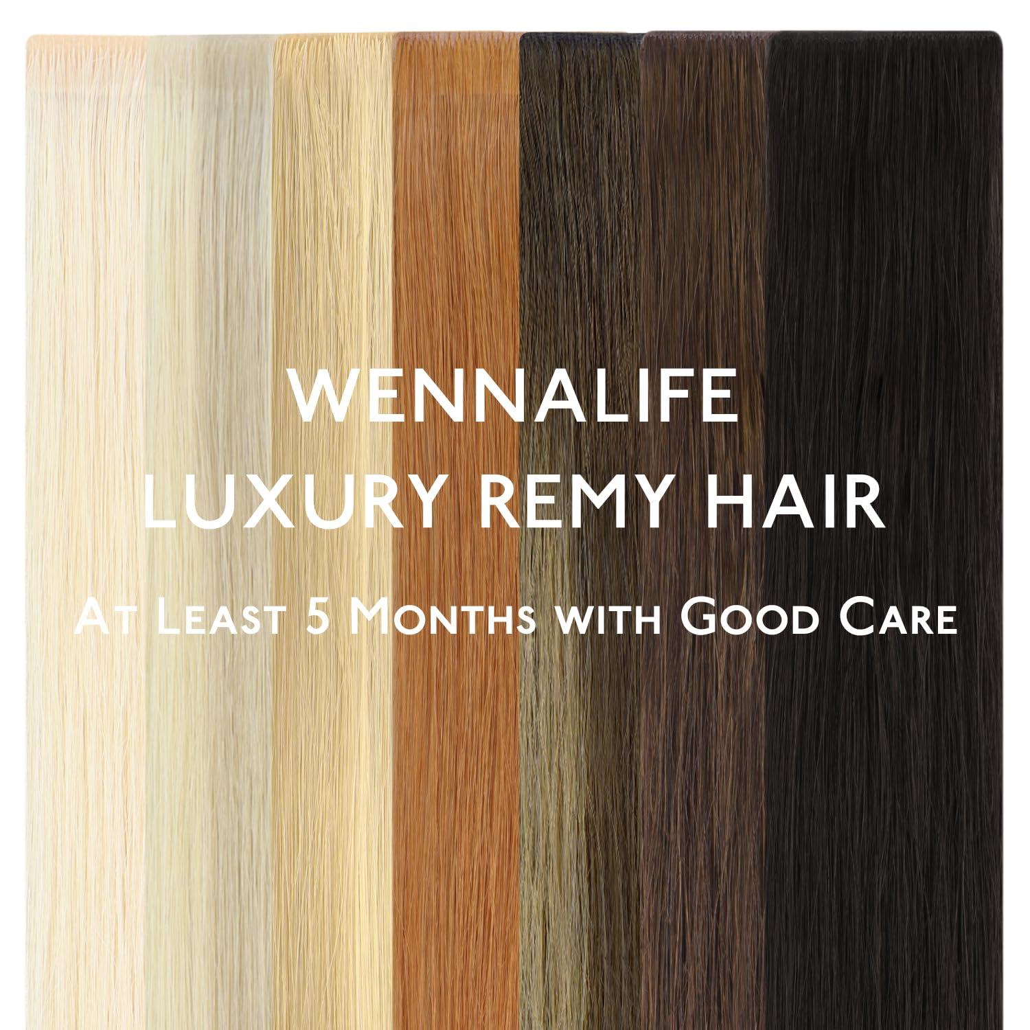 imageWENNALIFE Invisi Edge Tape in Hair Extensions Human Hair 16 Inch 50g 20pcs Muted Light Brown Brunette Invisible Luxury Remy Hair Extensions Natural Seamless Injected Tape Ins Extensiones De CabelloIN5 Muted Light Brown Brunette