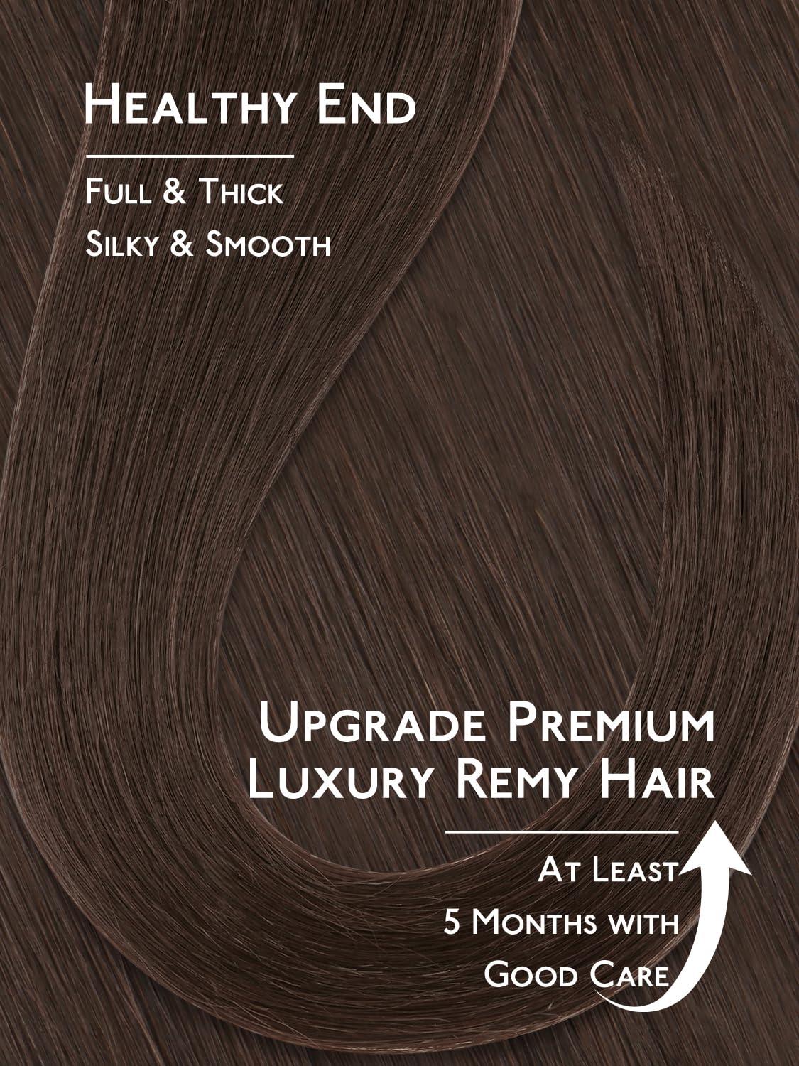 imageWENNALIFE Invisi Edge Tape in Hair Extensions Human Hair 16 Inch 50g 20pcs Muted Light Brown Brunette Invisible Luxury Remy Hair Extensions Natural Seamless Injected Tape Ins Extensiones De CabelloIN4 Chocolate Brown