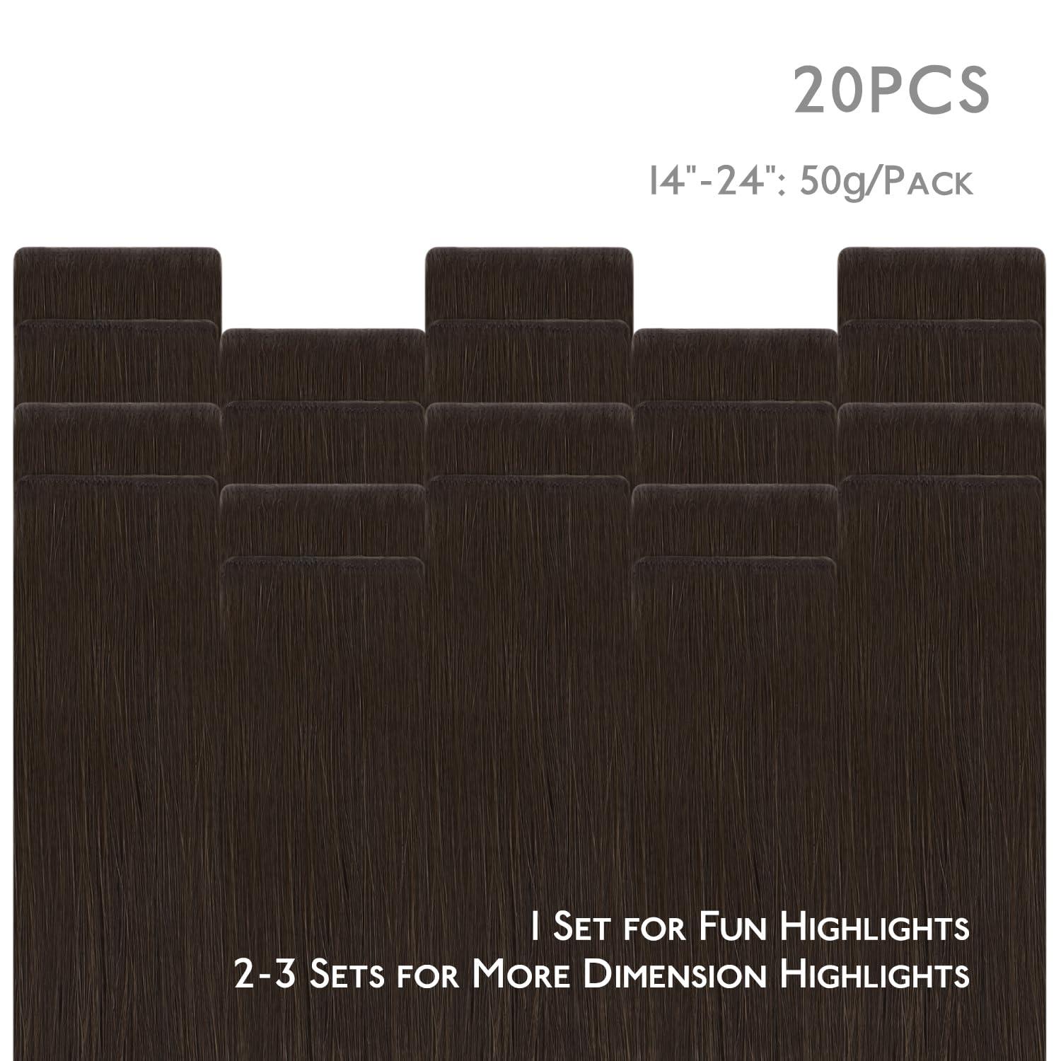 imageWENNALIFE Invisi Edge Tape in Hair Extensions Human Hair 16 Inch 50g 20pcs Muted Light Brown Brunette Invisible Luxury Remy Hair Extensions Natural Seamless Injected Tape Ins Extensiones De CabelloIN2A Light Dark Brown