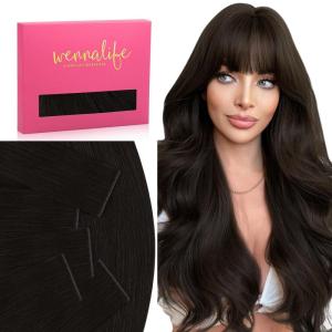 WENNALIFE Invisi Edge Tape in Hair Extensions Human Hair, 16 Inch 50g 20pcs Muted Light Brown Brunette Invisible Luxury Remy Hair Extensions Natural Seamless Injected Tape Ins Extensiones De Cabello(IN#2 Dark Brown)
