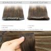 WENNALIFE Seamless Clip In Hair Extensions, 14 Inch 7pcs 130g Balayage Chocolate Brown to Honey Blonde Hair Extensions Clip In Invisible PU Skin Weft Real Human Hair Extensions Clip In