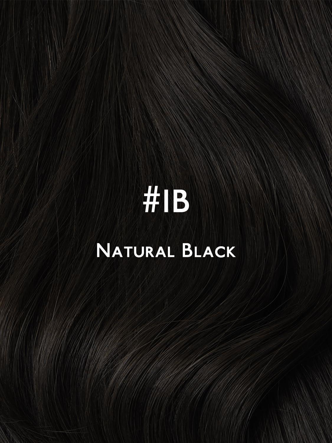 imageWENNALIFE Invisi Edge Clip in Hair Extensions Real Human Hair 18 Inch 130g 7pcs Ombre Walnut Brown to Ash Brown and Bleach Blonde Seamless Clip in Extensions Remy Hair Clip Ins Invisible PU Skin WeftG1B Natural Black