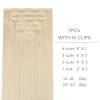 WENNALIFE Invisi Edge Clip in Hair Extensions Real Human Hair, 18 Inch 130g 7pcs Ombre Walnut Brown to Ash Brown and Bleach Blonde Seamless Clip in Extensions Remy Hair Clip Ins Invisible PU Skin Weft(L-#60A Platinum Blonde)