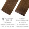 WENNALIFE Invisi Edge Clip in Hair Extensions Real Human Hair, 18 Inch 130g 7pcs Ombre Walnut Brown to Ash Brown and Bleach Blonde Seamless Clip in Extensions Remy Hair Clip Ins Invisible PU Skin Weft(I-#5R Light Auburn Brown)