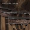 WENNALIFE Invisi Edge Clip in Hair Extensions Real Human Hair, 18 Inch 130g 7pcs Ombre Walnut Brown to Ash Brown and Bleach Blonde Seamless Clip in Extensions Remy Hair Clip Ins Invisible PU Skin Weft(L-#2/6/2 Balayage Dark Brown Mixed Chestnut Brown)