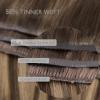 WENNALIFE Invisi Edge Clip in Hair Extensions Real Human Hair, 18 Inch 130g 7pcs Ombre Walnut Brown to Ash Brown and Bleach Blonde Seamless Clip in Extensions Remy Hair Clip Ins Invisible PU Skin Weft(L-#4/26/4 Balayage Chocolate Brown to Honey Blonde)