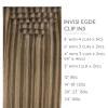 WENNALIFE Invisi Edge Clip in Hair Extensions Real Human Hair, 18 Inch 130g 7pcs Ombre Walnut Brown to Ash Brown and Bleach Blonde Seamless Clip in Extensions Remy Hair Clip Ins Invisible PU Skin Weft(I-#4/27 Balayage Chocolate Brown to Caramel Blonde)