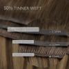 WENNALIFE Invisi Edge Clip in Hair Extensions Real Human Hair, 18 Inch 130g 7pcs Ombre Walnut Brown to Ash Brown and Bleach Blonde Seamless Clip in Extensions Remy Hair Clip Ins Invisible PU Skin Weft(L-#4/27/4 Balayage Chocolate Brown to Caramel Blonde)