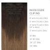 WENNALIFE Invisi Edge Clip in Hair Extensions Real Human Hair, 18 Inch 130g 7pcs Ombre Walnut Brown to Ash Brown and Bleach Blonde Seamless Clip in Extensions Remy Hair Clip Ins Invisible PU Skin Weft(I-#1/2/4 Ombre Dark Brown to Light Chestnut Brown)