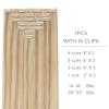 WENNALIFE Invisi Edge Clip in Hair Extensions Real Human Hair, 18 Inch 130g 7pcs Ombre Walnut Brown to Ash Brown and Bleach Blonde Seamless Clip in Extensions Remy Hair Clip Ins Invisible PU Skin Weft(L-#16/22 Light Blonde Highlighted Golden Blonde)