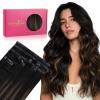WENNALIFE Invisi Edge Clip in Hair Extensions Real Human Hair, 18 Inch 130g 7pcs Ombre Walnut Brown to Ash Brown and Bleach Blonde Seamless Clip in Extensions Remy Hair Clip Ins Invisible PU Skin Weft(I-#1B/6/1B Balayage Natural Black to Chestnut Brown)