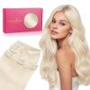 WENNALIFE Invisi Edge Clip in Hair Extensions Real Human Hair, 18 Inch 130g 7pcs Ombre Walnut Brown to Ash Brown and Bleach Blonde Seamless Clip in Extensions Remy Hair Clip Ins Invisible PU Skin Weft(I-#1000 White Blonde)