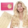 WENNALIFE Invisi Edge Clip in Hair Extensions Real Human Hair, 18 Inch 130g 7pcs Ombre Walnut Brown to Ash Brown and Bleach Blonde Seamless Clip in Extensions Remy Hair Clip Ins Invisible PU Skin Weft(I-#18F/60A Balayage Light Wheat Platinum Blonde)