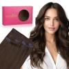 WENNALIFE Invisi Edge Clip in Hair Extensions Real Human Hair, 18 Inch 130g 7pcs Ombre Walnut Brown to Ash Brown and Bleach Blonde Seamless Clip in Extensions Remy Hair Clip Ins Invisible PU Skin Weft(I-#4 Chocolate Brown)
