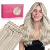 WENNALIFE Invisi Edge Clip in Hair Extensions Real Human Hair, 18 Inch 130g 7pcs Ombre Walnut Brown to Ash Brown and Bleach Blonde Seamless Clip in Extensions Remy Hair Clip Ins Invisible PU Skin Weft(I-#17A/60A Ash Blonde Highlighted Platinum Blonde)