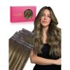 WENNALIFE Invisi Edge Clip in Hair Extensions Real Human Hair, 18 Inch 130g 7pcs Ombre Walnut Brown to Ash Brown and Bleach Blonde Seamless Clip in Extensions Remy Hair Clip Ins Invisible PU Skin Weft(G-#4/27/4 Balayage Chocolate Brown to Caramel Blonde)