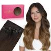 WENNALIFE Invisi Edge Clip in Hair Extensions Real Human Hair, 18 Inch 130g 7pcs Ombre Walnut Brown to Ash Brown and Bleach Blonde Seamless Clip in Extensions Remy Hair Clip Ins Invisible PU Skin Weft(I-#1/2/4 Ombre Dark Brown to Light Chestnut Brown)