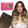 WENNALIFE Invisi Edge Clip in Hair Extensions Real Human Hair, 18 Inch 130g 7pcs Ombre Walnut Brown to Ash Brown and Bleach Blonde Seamless Clip in Extensions Remy Hair Clip Ins Invisible PU Skin Weft(I-#3/8/613 Ombre Walnut Brown to Ash Brown and Bleach Blonde)