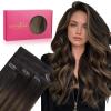 WENNALIFE Invisi Edge Clip in Hair Extensions Real Human Hair, 18 Inch 130g 7pcs Ombre Walnut Brown to Ash Brown and Bleach Blonde Seamless Clip in Extensions Remy Hair Clip Ins Invisible PU Skin Weft(I-#2/6/2 Balayage Dark Brown Mixed Chestnut Brown)