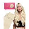 WENNALIFE Invisi Edge Clip in Hair Extensions Real Human Hair, 18 Inch 130g 7pcs Ombre Walnut Brown to Ash Brown and Bleach Blonde Seamless Clip in Extensions Remy Hair Clip Ins Invisible PU Skin Weft(G-#60A Platinum Blonde)