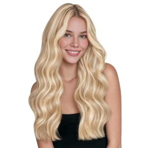 WENNALIFE Invisi Edge Clip in Hair Extensions Real Human Hair, 18 Inch 130g 7pcs Ombre Walnut Brown to Ash Brown and Bleach Blonde Seamless Clip in Extensions Remy Hair Clip Ins Invisible PU Skin Weft(I-#18A/613A Dirty Blonde Highlighted Bleach Blonde)