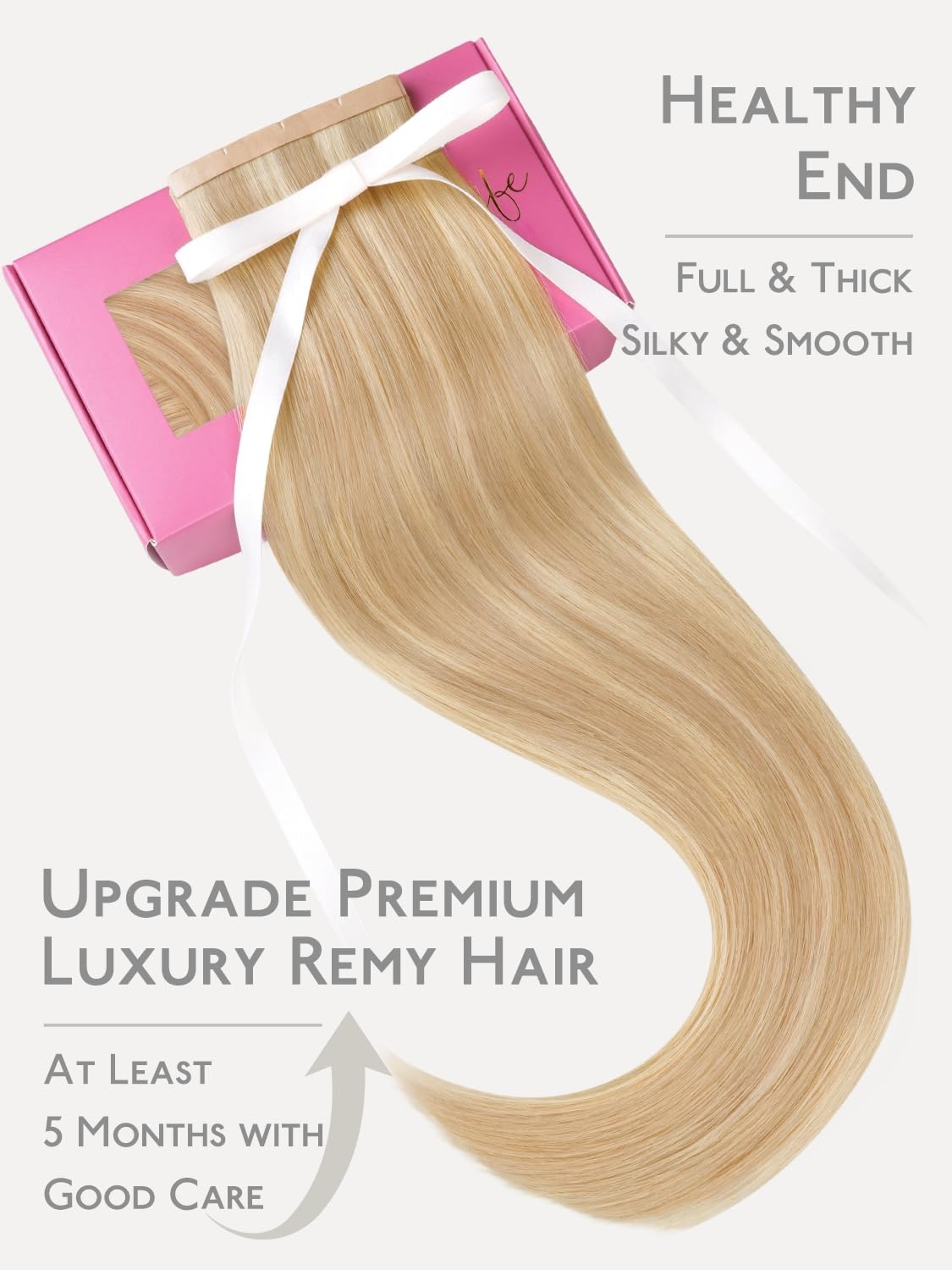 imageWENNALIFE Genius Seamless Tape in Hair Extensions Real Human Hair 18 inch 50g 20pcs Light Ash Brown Tape in Hair Extensions Remy Human Hair Luxury Invisible Straight Hand Tied Inspired Edge Tape ins8cm18A613A Dirty Blonde Highlighted Bleach Blonde