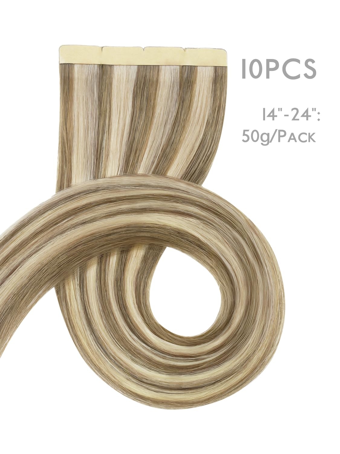 imageWENNALIFE Genius Seamless Tape in Hair Extensions Real Human Hair 18 inch 50g 20pcs Light Ash Brown Tape in Hair Extensions Remy Human Hair Luxury Invisible Straight Hand Tied Inspired Edge Tape ins8cm8B60B Ash Brown with Platinum Blonde Highlights