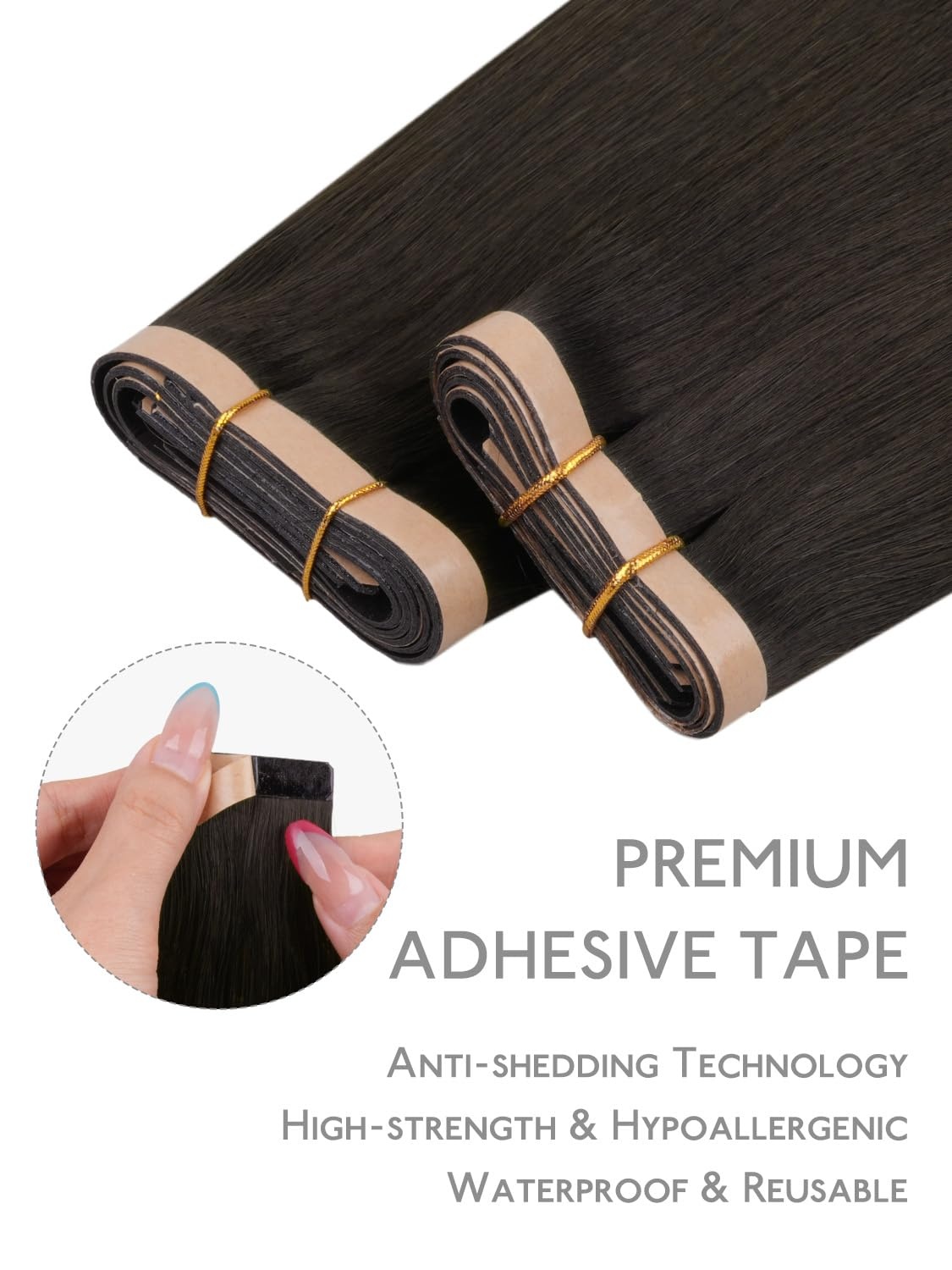 imageWENNALIFE Genius Seamless Tape in Hair Extensions Real Human Hair 18 inch 50g 20pcs Light Ash Brown Tape in Hair Extensions Remy Human Hair Luxury Invisible Straight Hand Tied Inspired Edge Tape insC2 Dark Brown