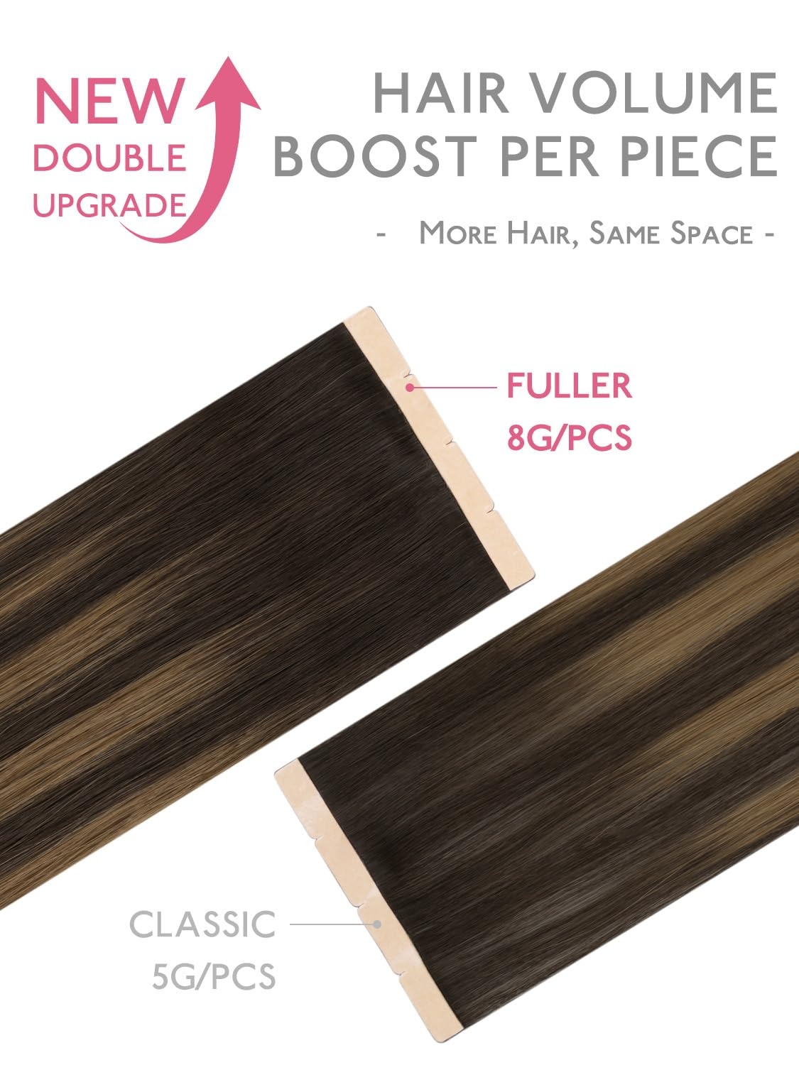 imageWENNALIFE Genius Seamless Tape in Hair Extensions Real Human Hair 18 inch 50g 20pcs Light Ash Brown Tape in Hair Extensions Remy Human Hair Luxury Invisible Straight Hand Tied Inspired Edge Tape ins8cm262 Balayage Dark Brown Mixed Chestnut Brown