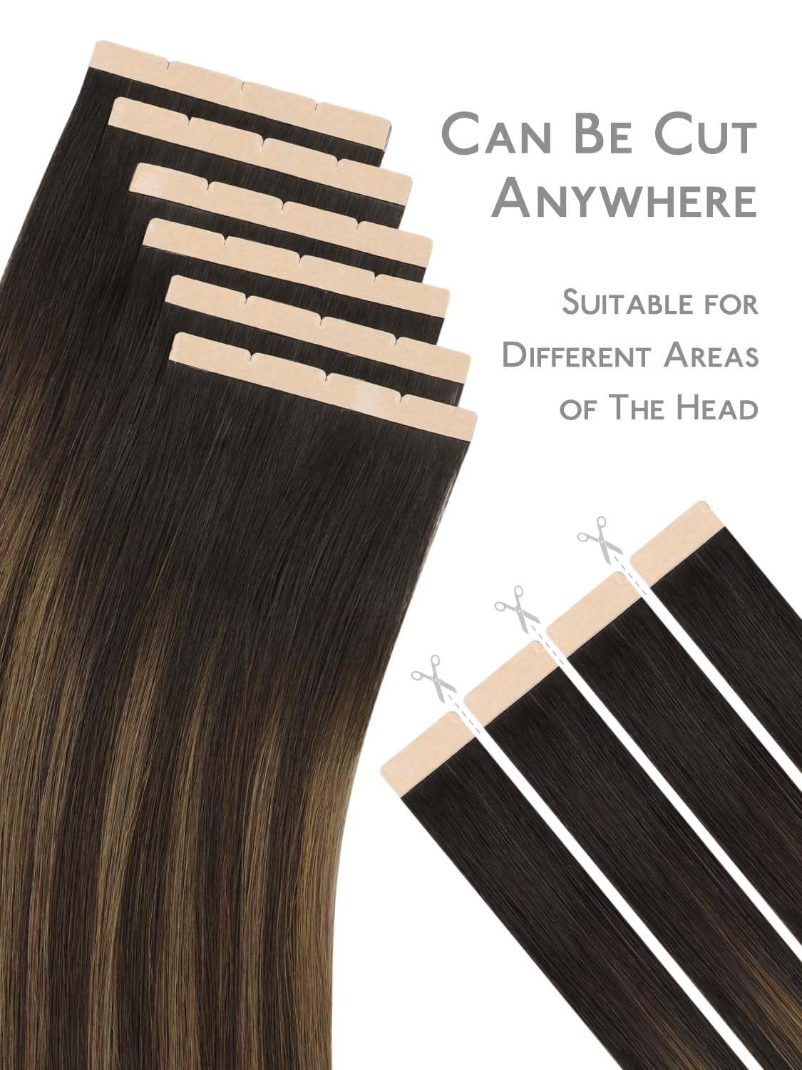 imageWENNALIFE Genius Seamless Tape in Hair Extensions Real Human Hair 18 inch 50g 20pcs Light Ash Brown Tape in Hair Extensions Remy Human Hair Luxury Invisible Straight Hand Tied Inspired Edge Tape ins8cm262 Balayage Dark Brown Mixed Chestnut Brown