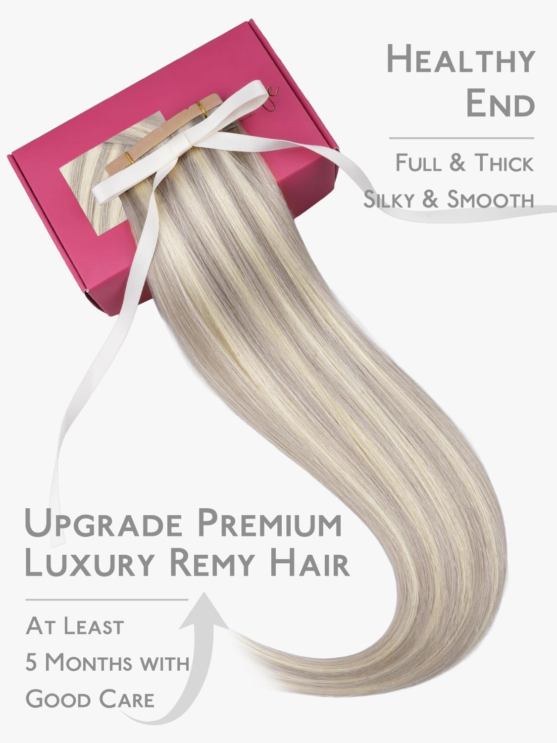 imageWENNALIFE Genius Seamless Tape in Hair Extensions Real Human Hair 18 inch 50g 20pcs Light Ash Brown Tape in Hair Extensions Remy Human Hair Luxury Invisible Straight Hand Tied Inspired Edge Tape ins8cm17A60A Ash Blonde Highlighted Platinum Blonde