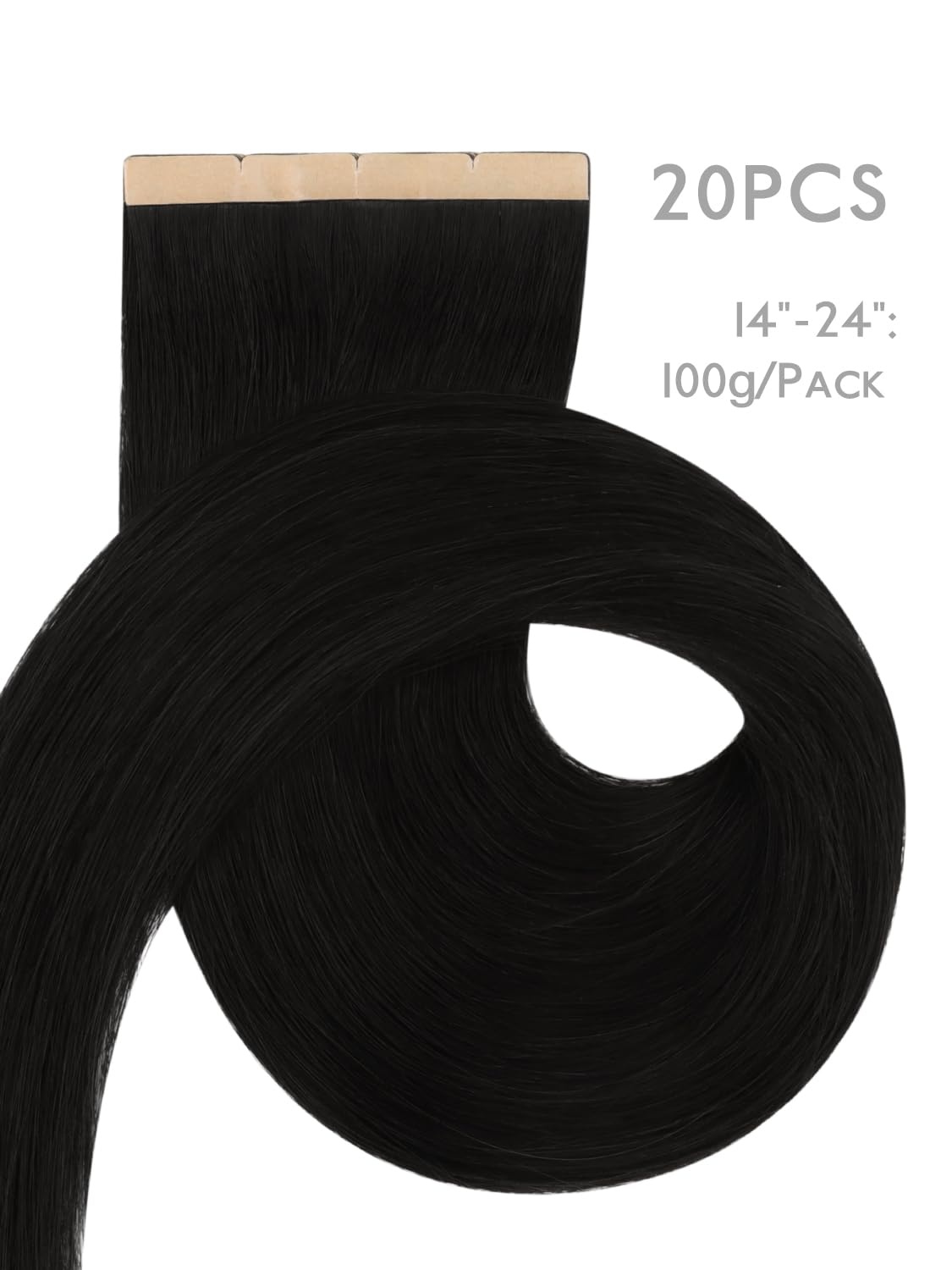 imageWENNALIFE Genius Seamless Tape in Hair Extensions Real Human Hair 18 inch 50g 20pcs Light Ash Brown Tape in Hair Extensions Remy Human Hair Luxury Invisible Straight Hand Tied Inspired Edge Tape ins8cm1 Jet Black
