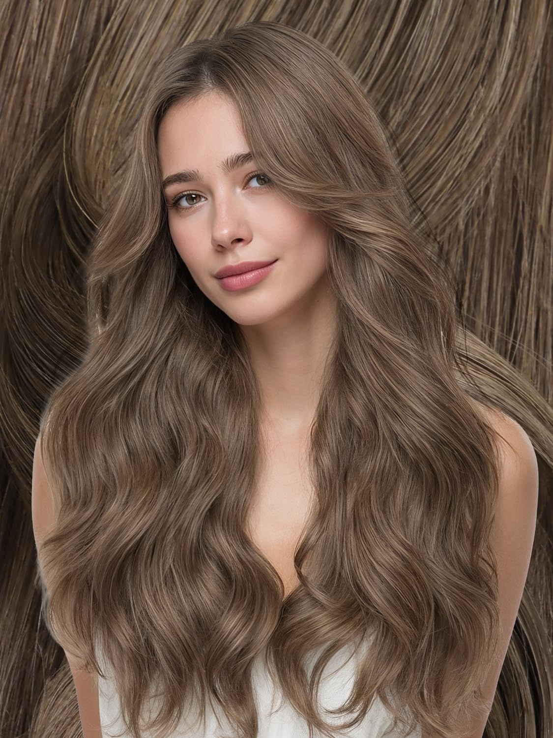 imageWENNALIFE Genius Seamless Tape in Hair Extensions Real Human Hair 18 inch 50g 20pcs Light Ash Brown Tape in Hair Extensions Remy Human Hair Luxury Invisible Straight Hand Tied Inspired Edge Tape ins8cm5 Muted Light Brown Brunette
