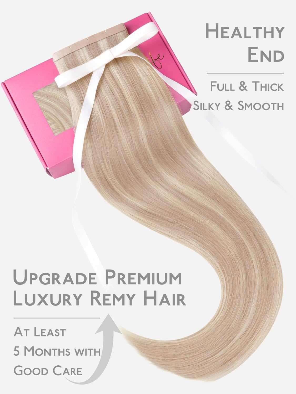 imageWENNALIFE Genius Seamless Tape in Hair Extensions Real Human Hair 18 inch 50g 20pcs Light Ash Brown Tape in Hair Extensions Remy Human Hair Luxury Invisible Straight Hand Tied Inspired Edge Tape ins8cm18F60A Balayage Light Wheat Platinum Blonde