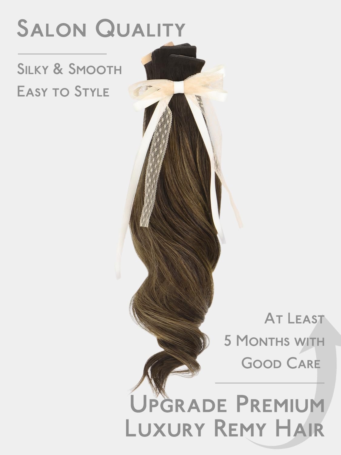 imageWENNALIFE Genius Seamless Tape in Hair Extensions Real Human Hair 18 inch 50g 20pcs Light Ash Brown Tape in Hair Extensions Remy Human Hair Luxury Invisible Straight Hand Tied Inspired Edge Tape insG262 Balayage Dark Brown Mixed Chestnut Brown