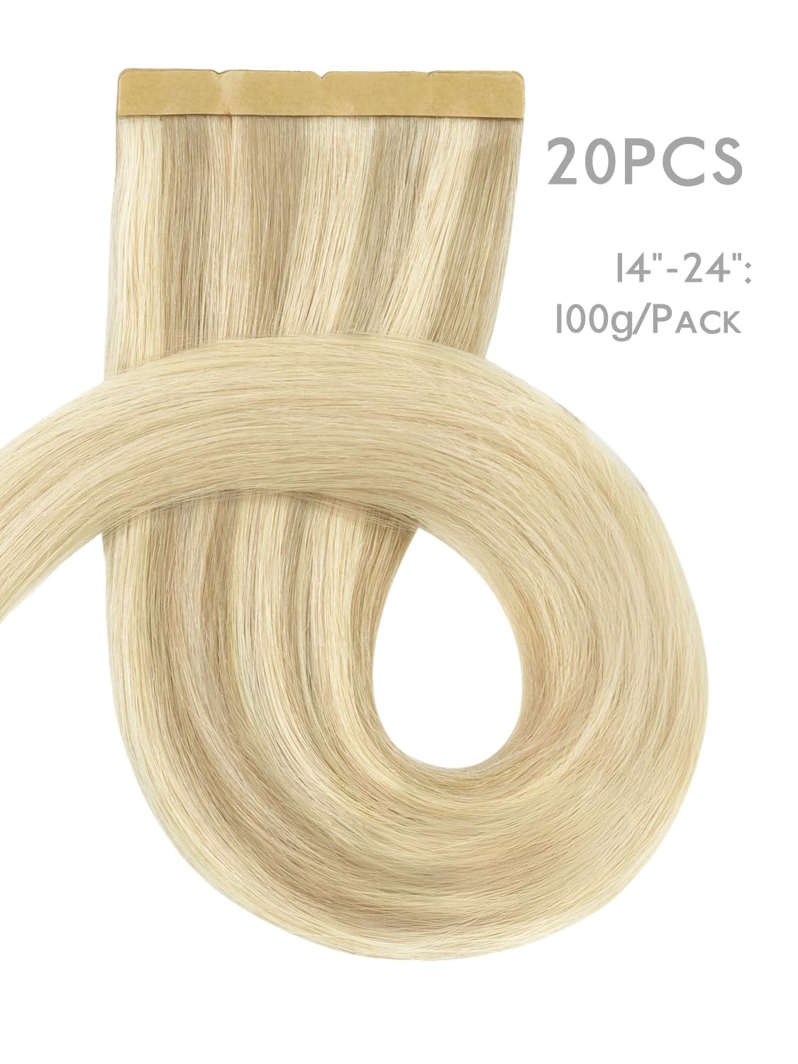 imageWENNALIFE Genius Seamless Tape in Hair Extensions Real Human Hair 18 inch 50g 20pcs Light Ash Brown Tape in Hair Extensions Remy Human Hair Luxury Invisible Straight Hand Tied Inspired Edge Tape ins8cm172260 Ombre Ash Blonde to Golden Blonde Balayage Platinum Blonde