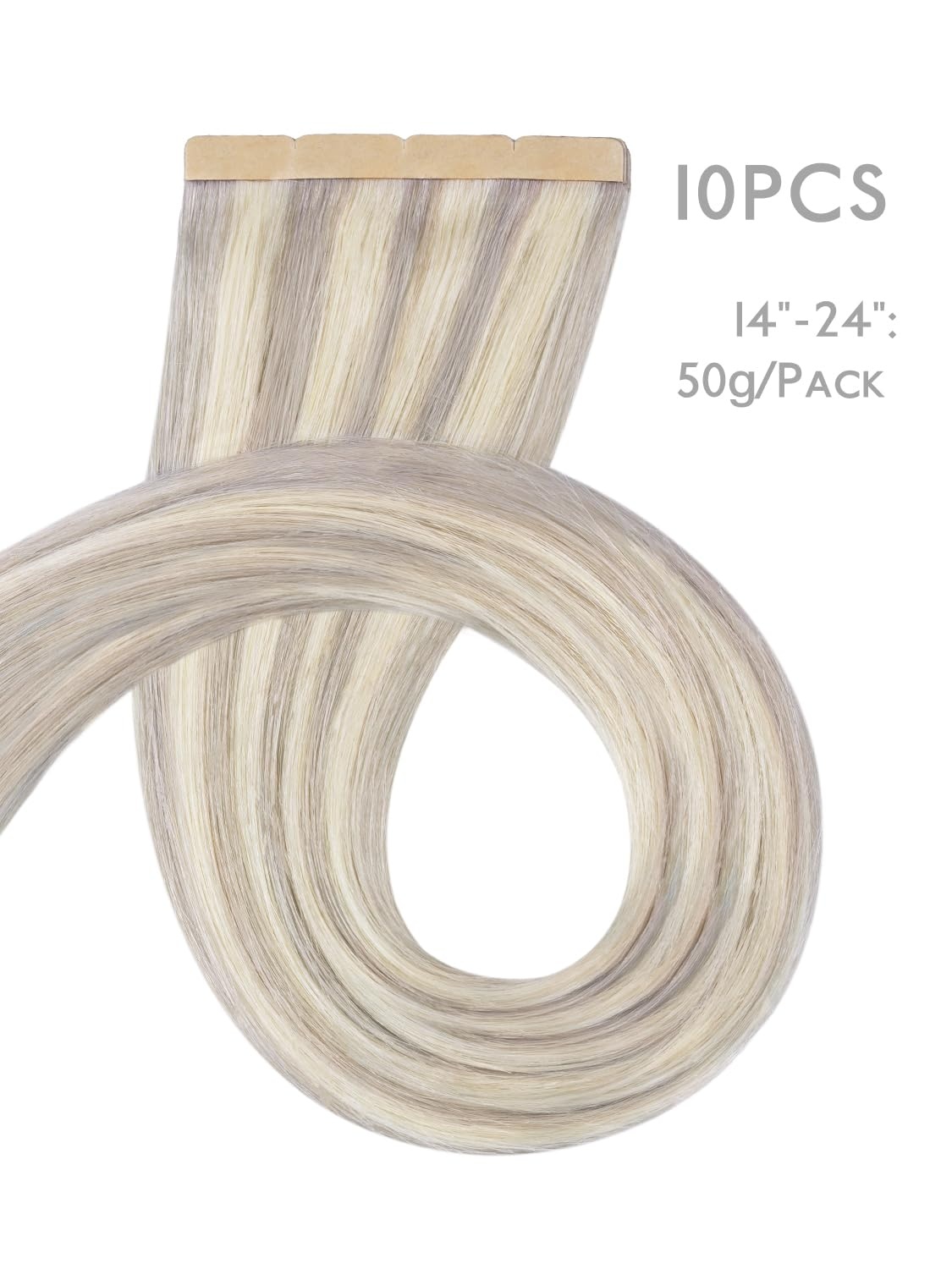 imageWENNALIFE Genius Seamless Tape in Hair Extensions Real Human Hair 18 inch 50g 20pcs Light Ash Brown Tape in Hair Extensions Remy Human Hair Luxury Invisible Straight Hand Tied Inspired Edge Tape ins8cm17A60A Ash Blonde Highlighted Platinum Blonde