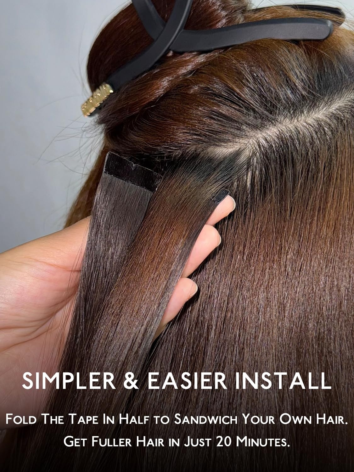 imageWENNALIFE Genius Seamless Tape in Hair Extensions Real Human Hair 18 inch 50g 20pcs Light Ash Brown Tape in Hair Extensions Remy Human Hair Luxury Invisible Straight Hand Tied Inspired Edge Tape ins8cm18A613A Dirty Blonde Highlighted Bleach Blonde