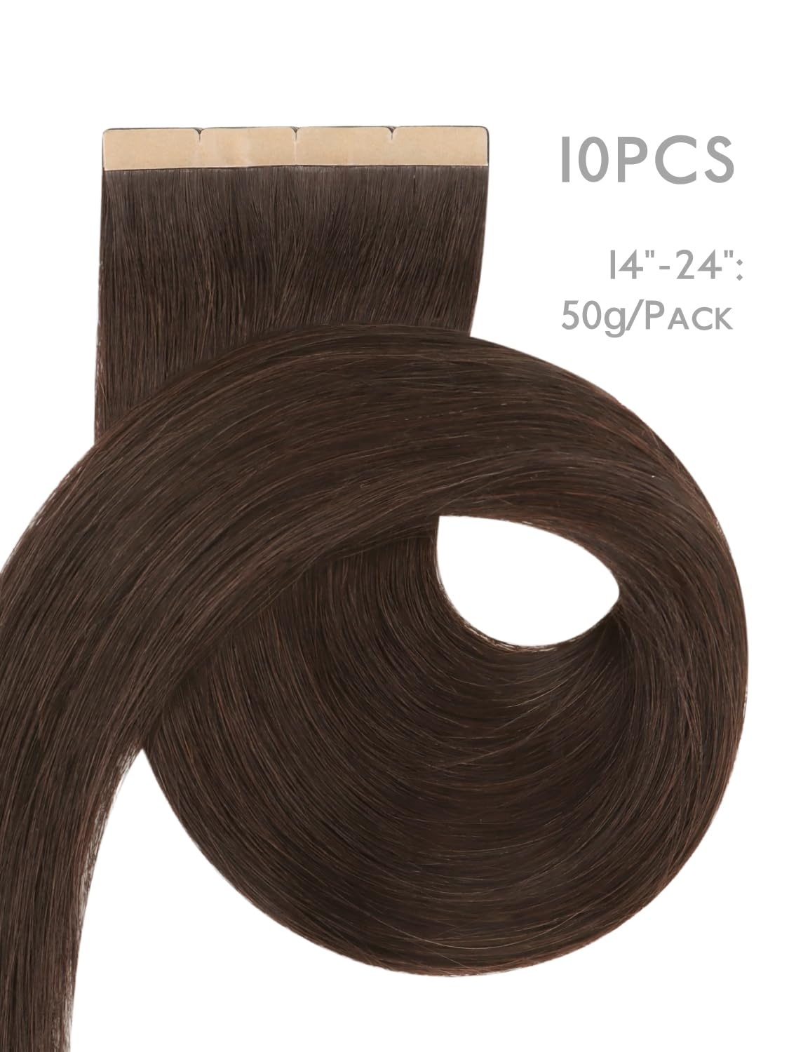 imageWENNALIFE Genius Seamless Tape in Hair Extensions Real Human Hair 18 inch 50g 20pcs Light Ash Brown Tape in Hair Extensions Remy Human Hair Luxury Invisible Straight Hand Tied Inspired Edge Tape ins8cm4 Chocolate Brown