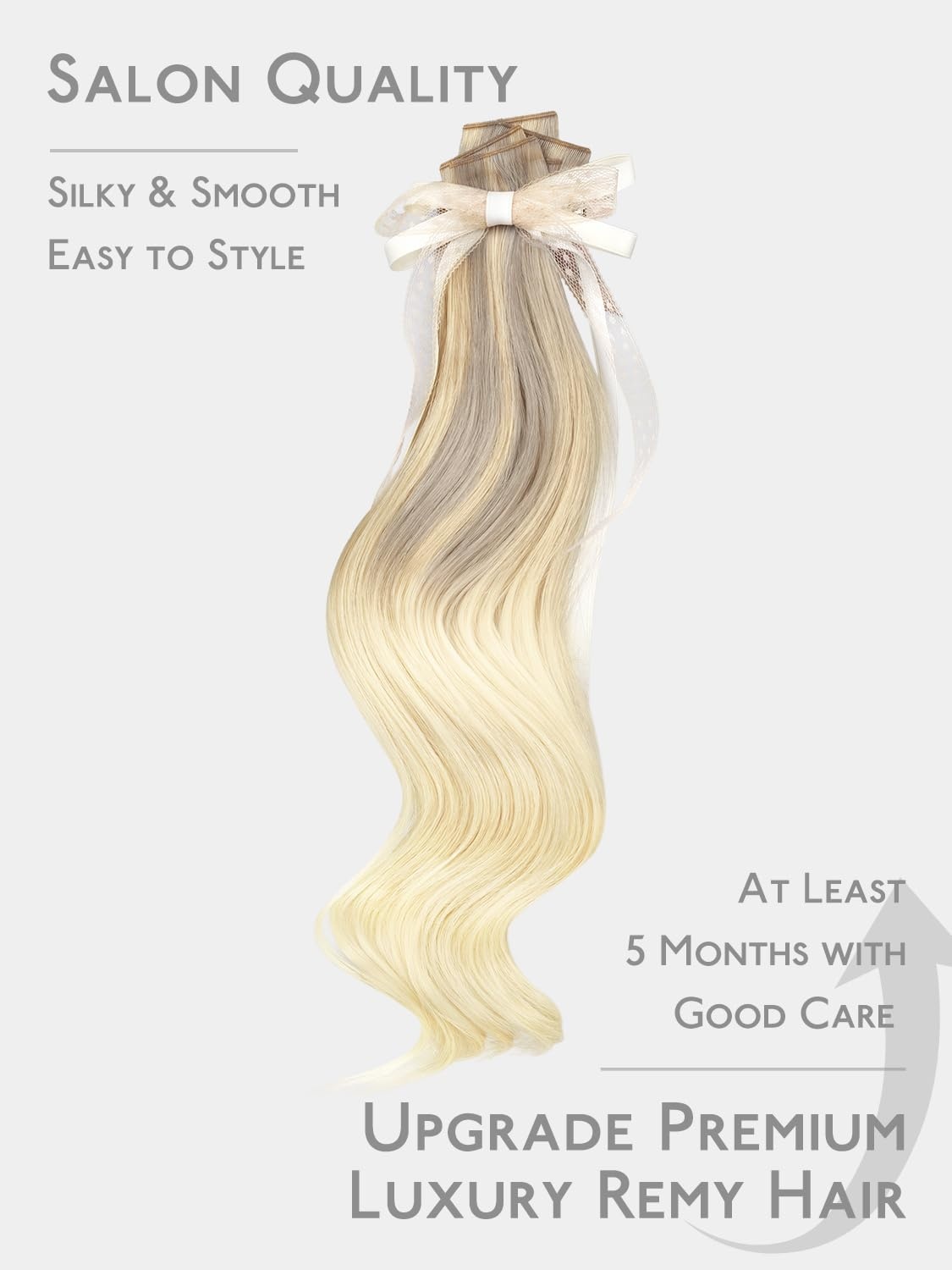 imageWENNALIFE Genius Seamless Tape in Hair Extensions Real Human Hair 18 inch 50g 20pcs Light Ash Brown Tape in Hair Extensions Remy Human Hair Luxury Invisible Straight Hand Tied Inspired Edge Tape insG172260 Ombre Ash Blonde to Golden Blonde Balayage Platinum Blonde